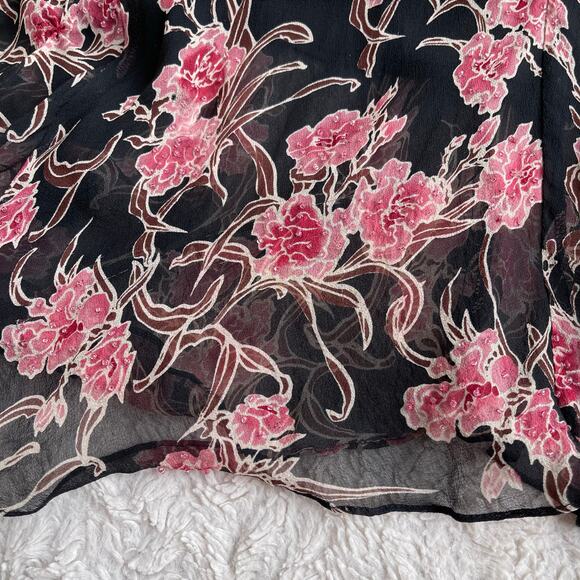 ICE silk beaded floral maxi dress long cowl neck vintage Y2K‎ pink black fairy M - Picture 10 of 17